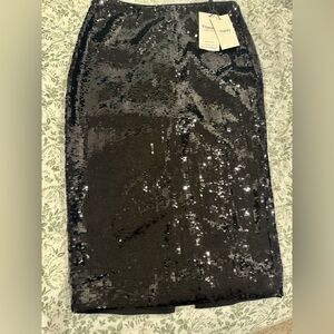 Theory Black Sequin Pencil Skirt